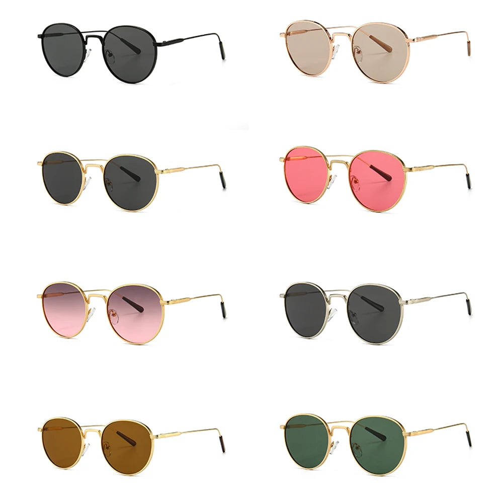 Kachawoo men's round sunglasses retro metal gold black brown classic sun glasses fashion woman accessories gifts drop ship