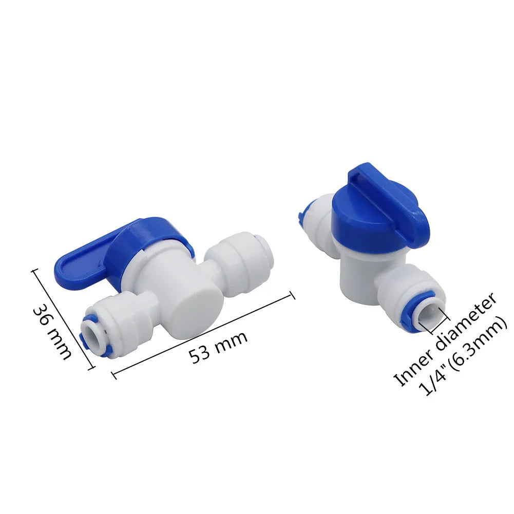 RO Straight 1/4" OD Hose Quick Connection Pipe Control Fittings Plastic Water Ball Valve Reveser Osmosis Aquarium Fittings