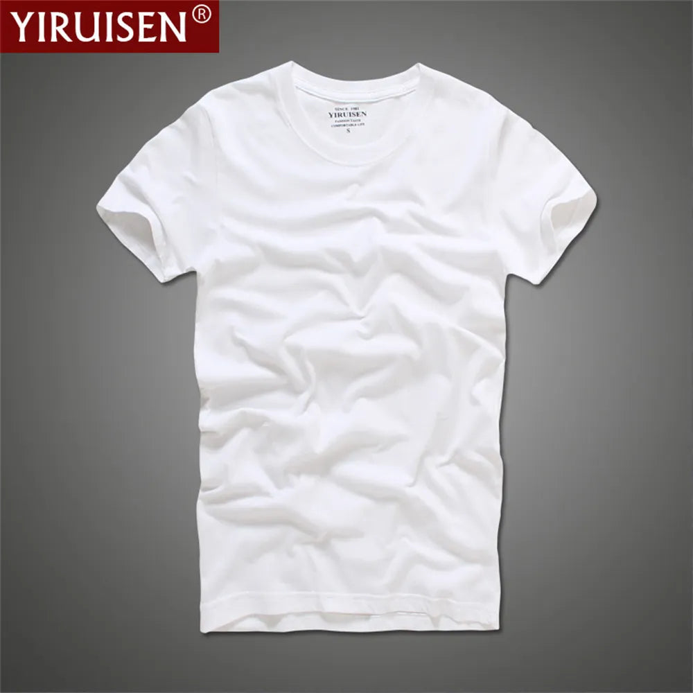 Top Quality Men's Short Sleeve 100% Cotton T-shirt Men 2023 Summer Brand Shirts Solid Color Casual Male Tops & Tees