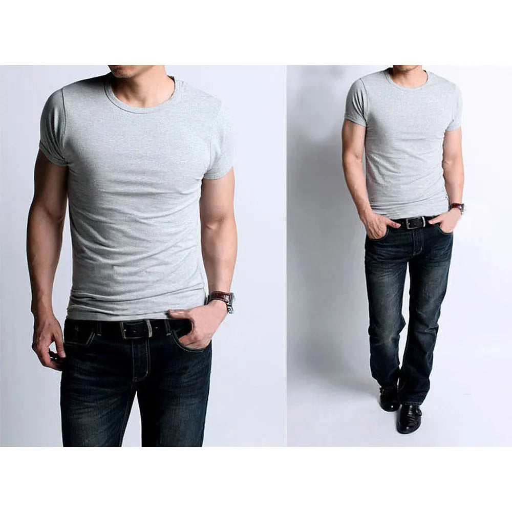 Men's T-shirts Stretch Cotton Tees Man Causal T Shirt Male Clothing Fashion Undershirts O-neck Active Short Tshirts Promotion