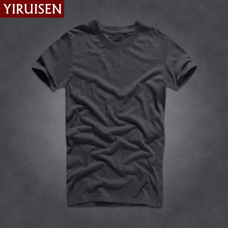 Top Quality Men's Short Sleeve 100% Cotton T-shirt Men 2023 Summer Brand Shirts Solid Color Casual Male Tops & Tees