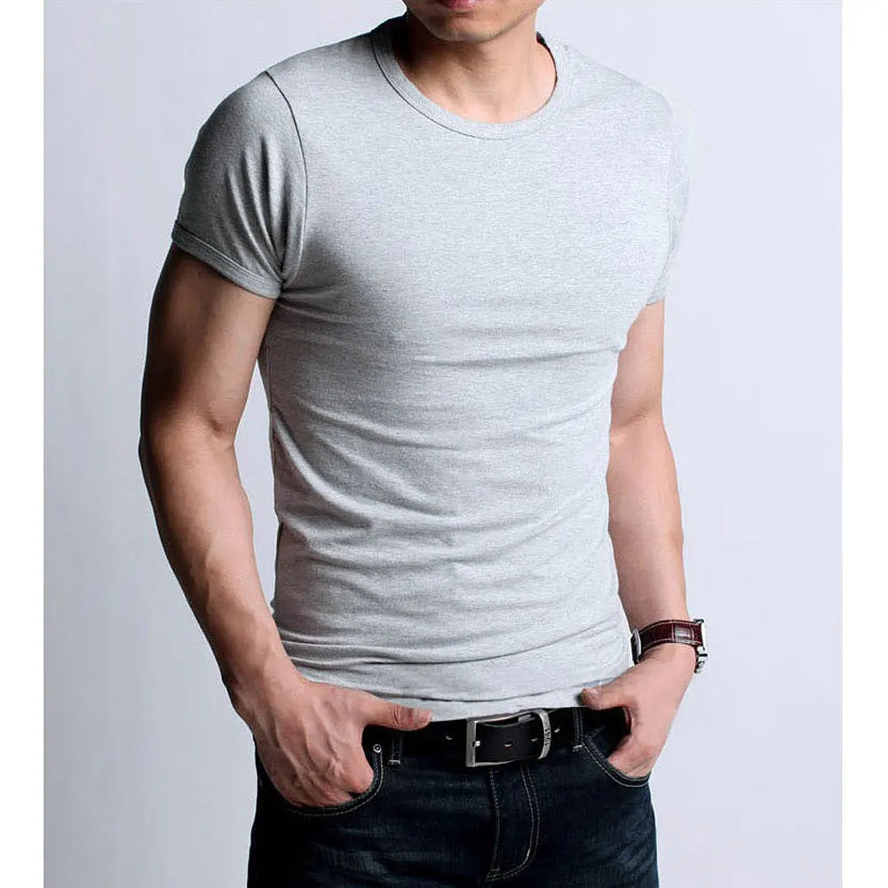 Men's T-shirts Stretch Cotton Tees Man Causal T Shirt Male Clothing Fashion Undershirts O-neck Active Short Tshirts Promotion