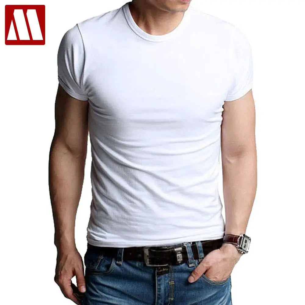 Men's T-shirts Stretch Cotton Tees Man Causal T Shirt Male Clothing Fashion Undershirts O-neck Active Short Tshirts Promotion