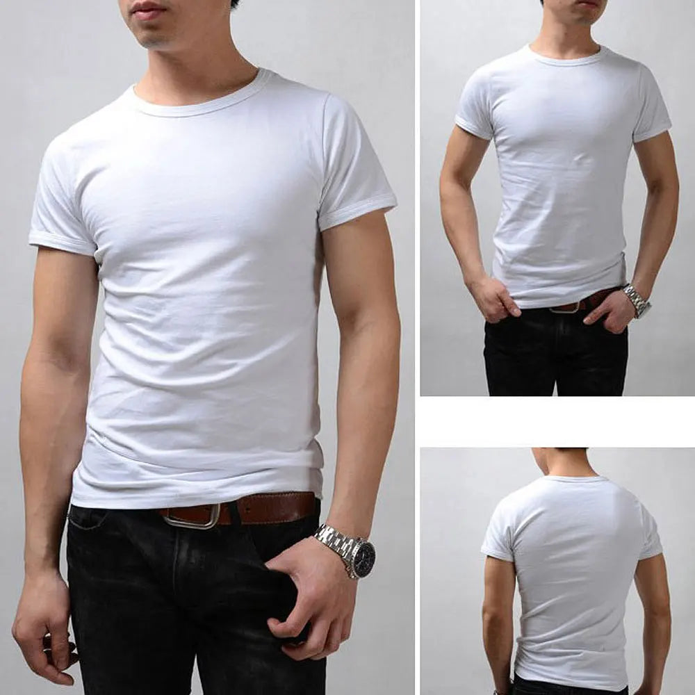 Men's T-shirts Stretch Cotton Tees Man Causal T Shirt Male Clothing Fashion Undershirts O-neck Active Short Tshirts Promotion