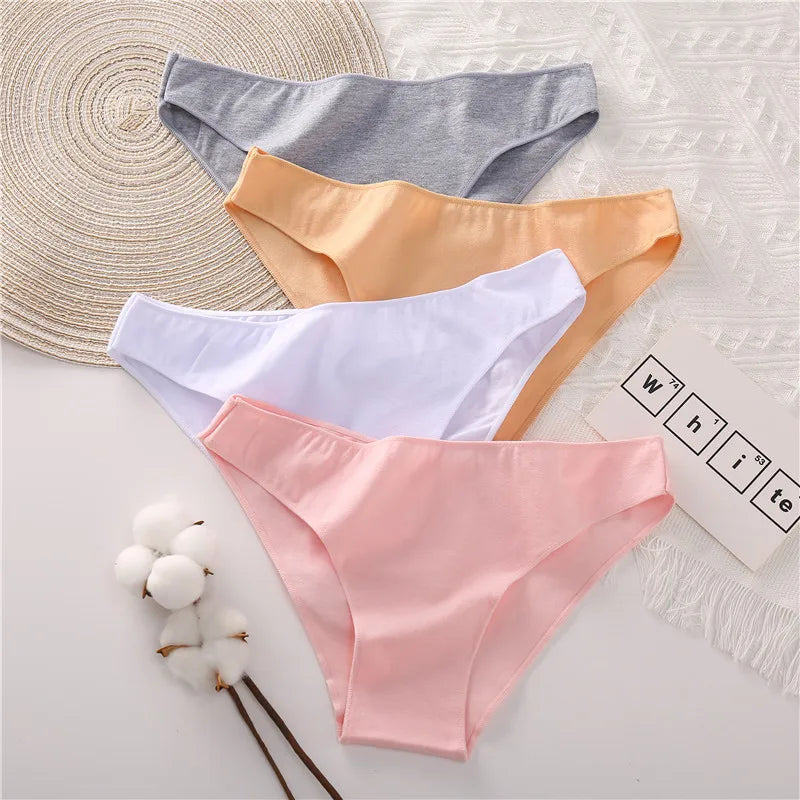 FINETOO M-2XL Women Cotton Underwear 3Pcs/set Comfortable Panties Ladies Plus Size Underpants Solid Color Briefs Female Lingerie