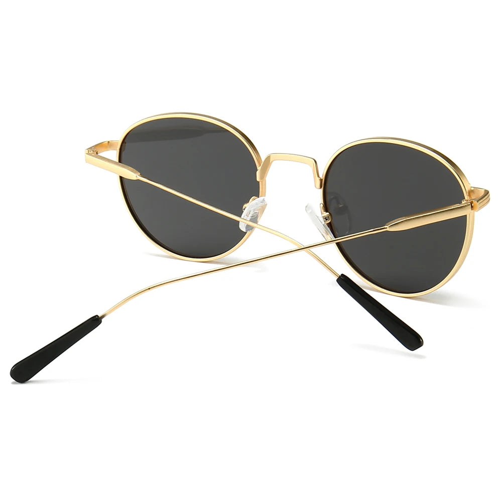 Kachawoo men's round sunglasses retro metal gold black brown classic sun glasses fashion woman accessories gifts drop ship