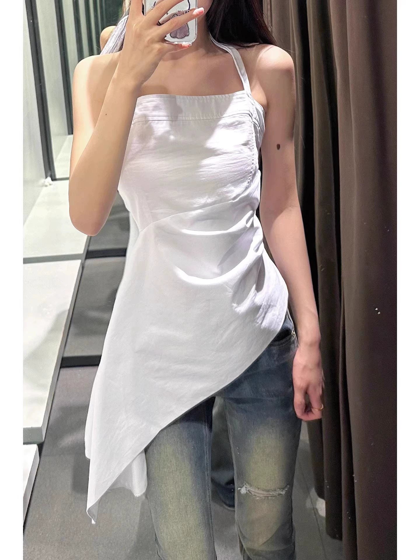 White Women's Summer Sexy Sexy Sleeveless Halter Shirt