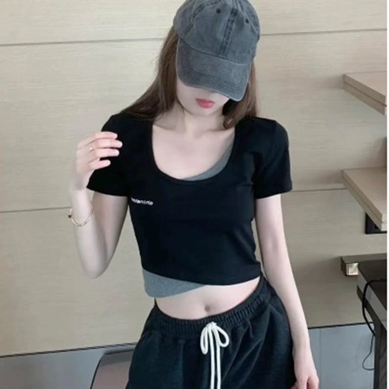 Sexy Short Sweet Cool Sexy Women's Group Style Fake Two-Piece Top Clothes Fashion Jazz Women's Dancing Jazz Dance Clothes