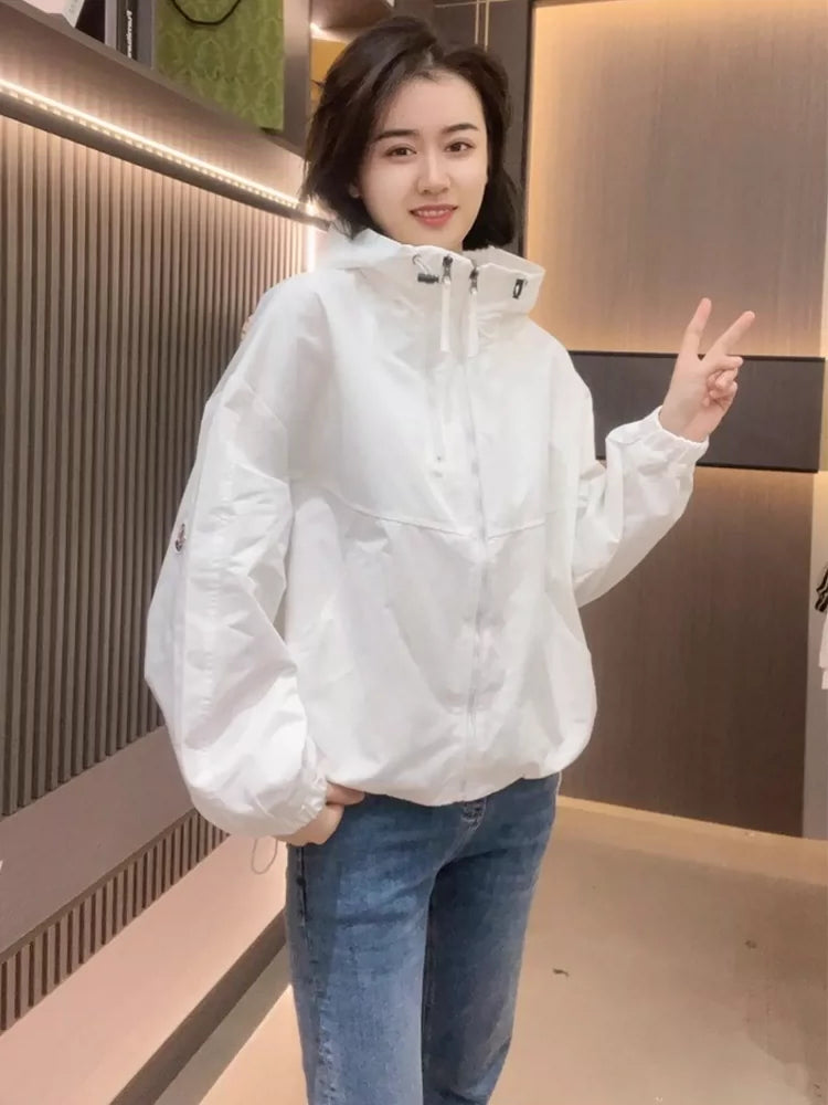 Double Zipper Casual Short Shell Jacket Hooded Outwear