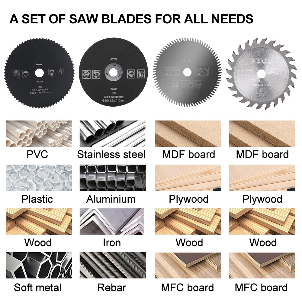 85mm Cutting Tool Saw Blades For Circular Saw HSS Saw Blade Cutting Disc for Tile Cement Plastic Metal Woodworking Tool