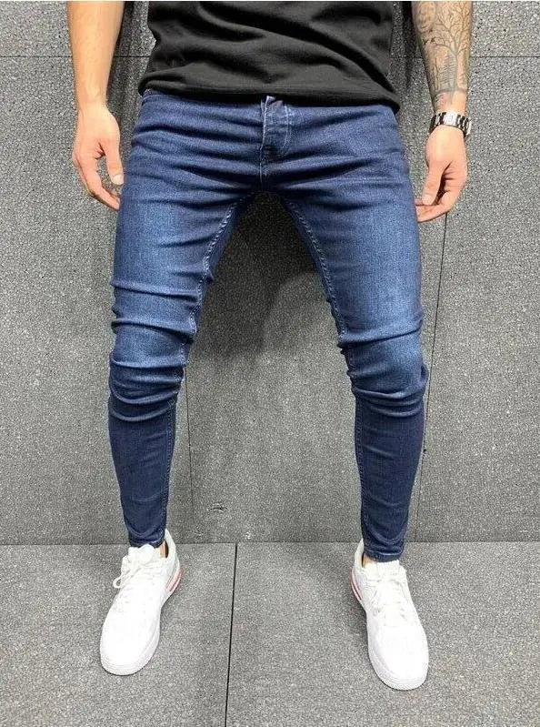 new White Embroidery Jeans Men Cotton Stretchy Ripped Skinny Jeans High Quality Hip Hop Black Hole Slim Fit Oversize Denim Pants