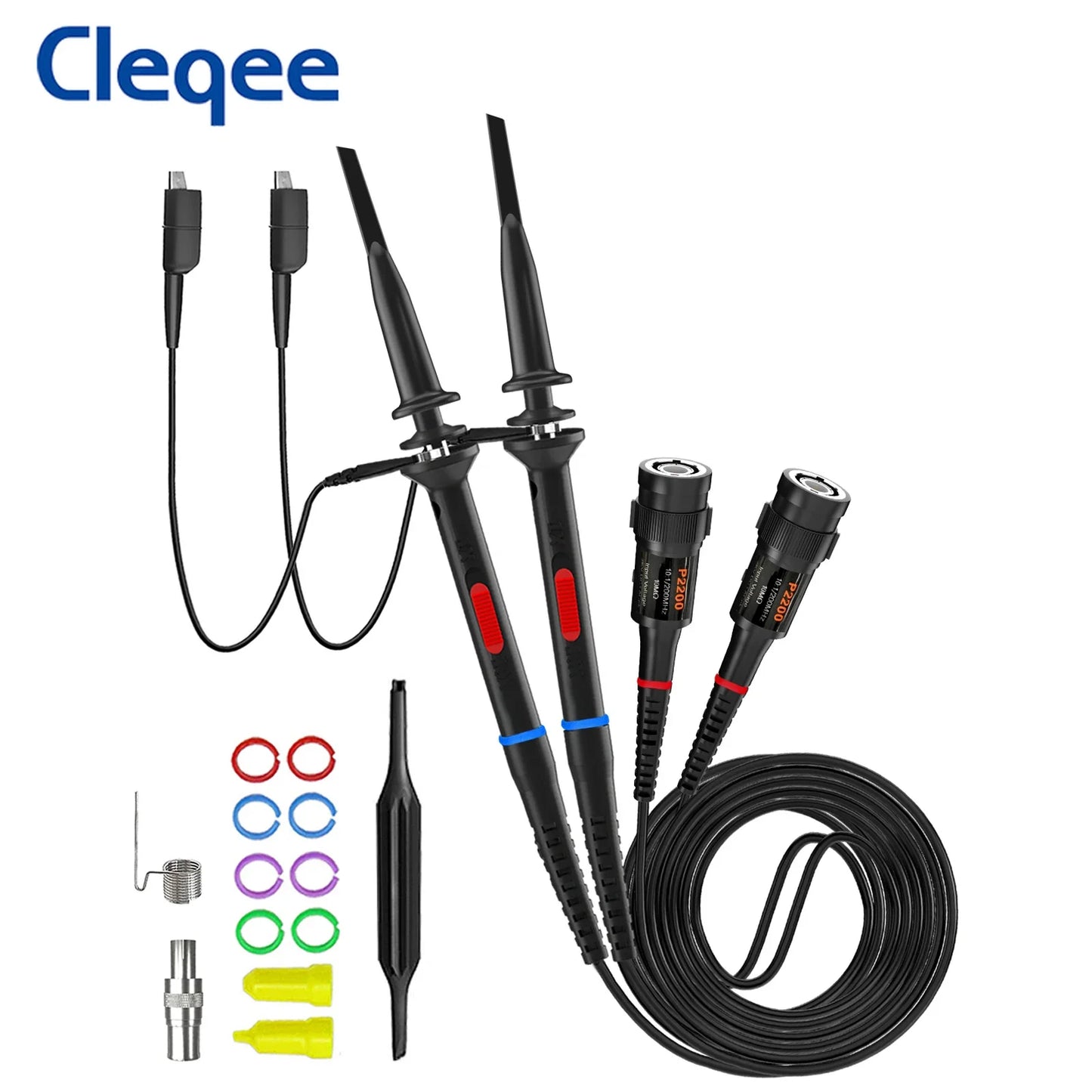 Cleqee P2000 Series Oscilloscope Probe 60MHz 100MHz 200MHz X1/X10 P2060 P2100 P2200 BNC Test Lead kit