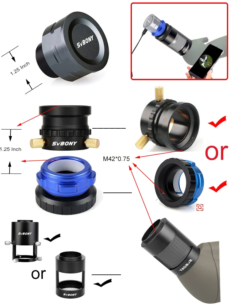 SVBONY Adapter Ring Connect Electronic eyepiece SV28 SV46/SV46P SV406/SV406P SV409 SV403  SV14 SV17 SV13 SV408 SV19