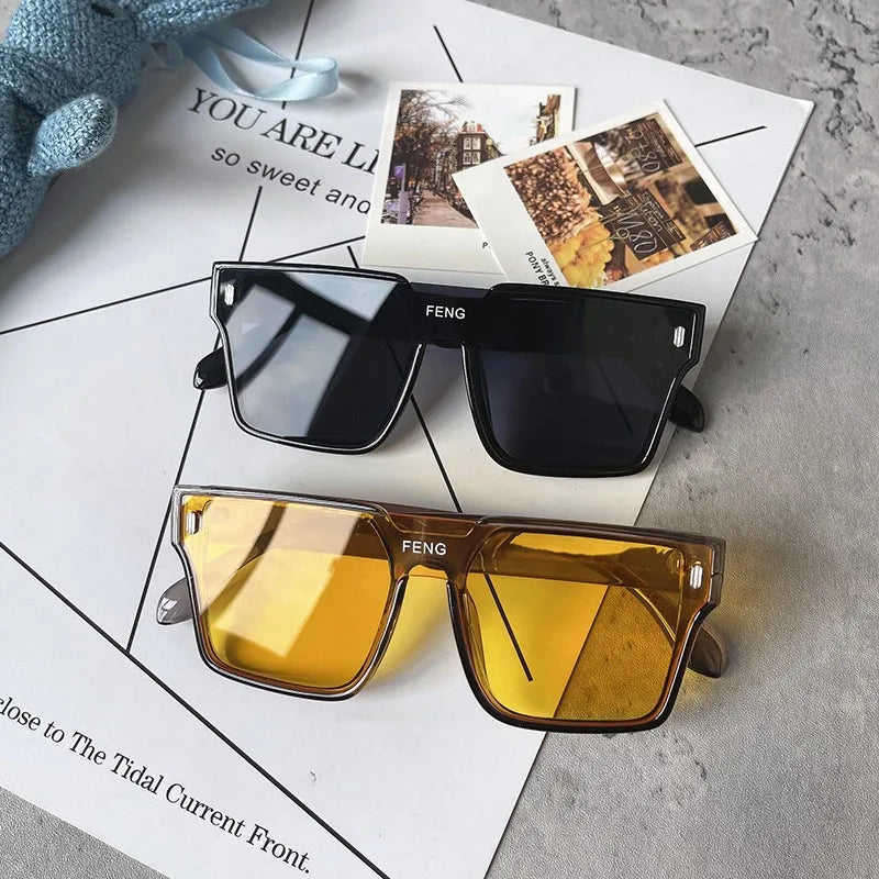 2023 Fashion Oversized Square One-piece Sunglasses Women Retro Mirror Lens Eyewear Shades UV400 Men Punk Sun Glasses