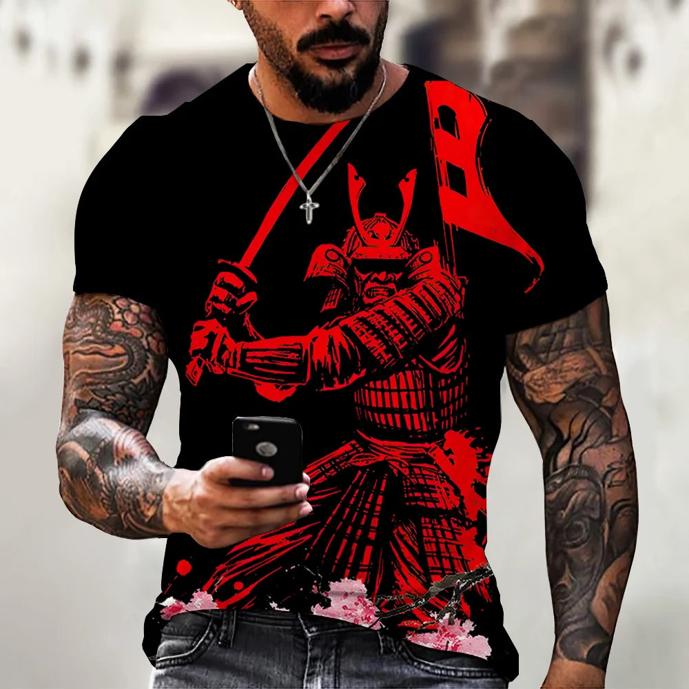 Vintage Samurai T-shirts For Men 3D Japan Style Print Short Sleeve Tops Street Hip Hop Streetwear Ninja Tees Men's T Shirt 6XL