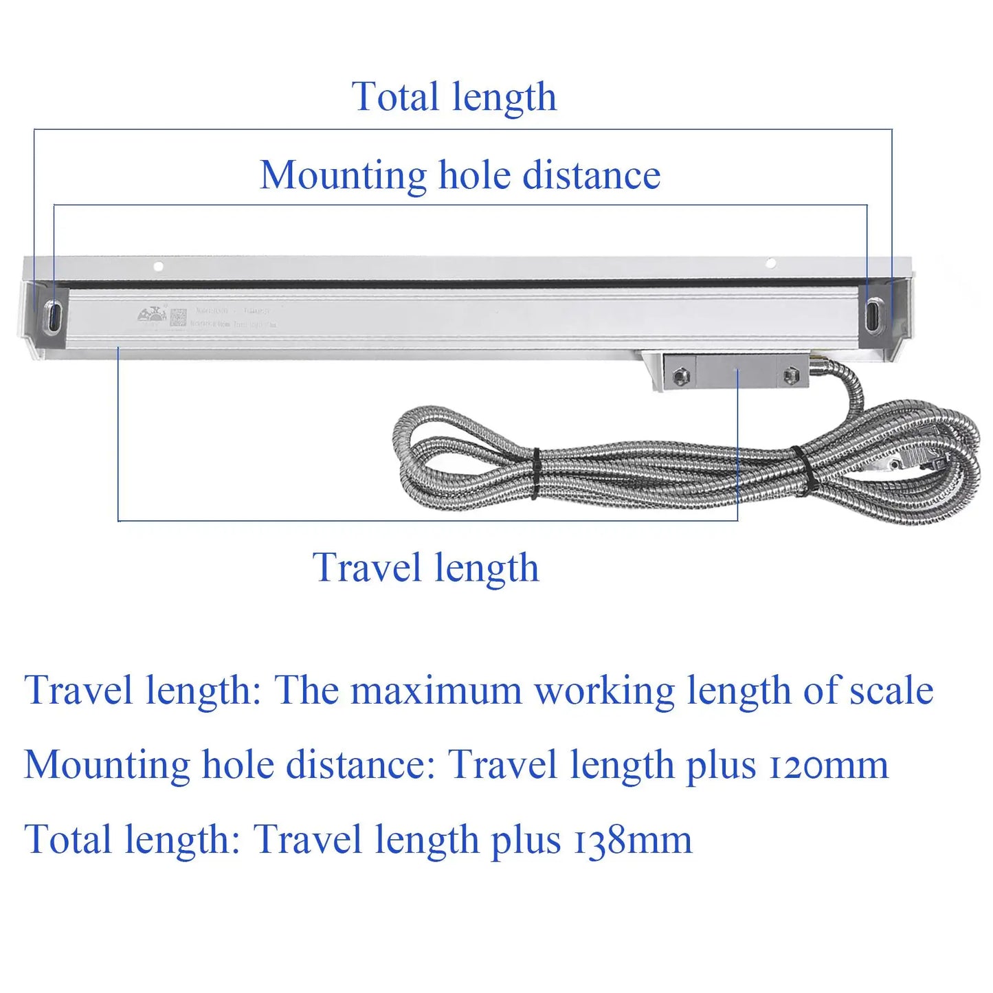 13 Languages Complete Set Dro 2 Axis LCD Dro Digital Readout and 2 Pieces High Precision 1um Linear Scale for Lathe Mill