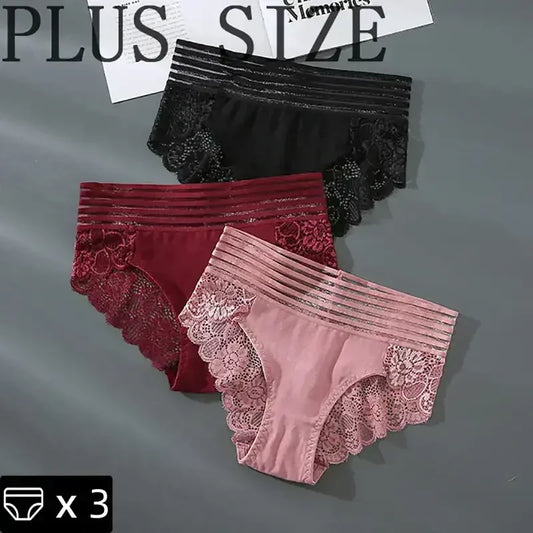 3/6pcs Floral Lace Panties Plus Size Women Underwear Transparent Sexy Lingerie Seamless Pantys Low-waist Female Briefs Intimates