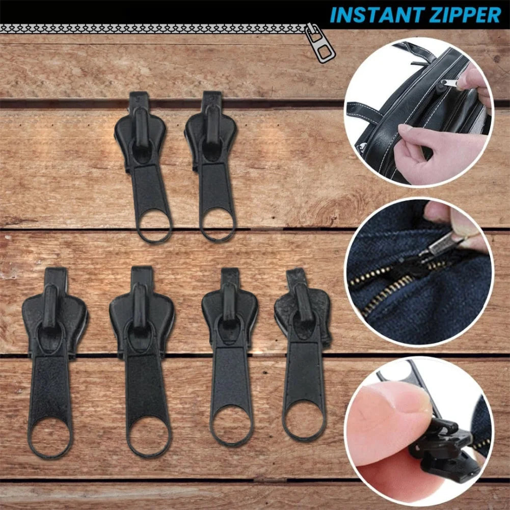 6pcs Instant Zipper Universal Instant Fix Repair Kit Replacement Zip Slider Teeth Multifunctional Clothing Replacement  Zipper