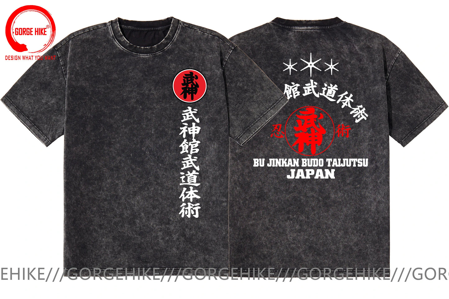 Japan Washed Cotton Japanese Samurai T Shirt Shotokan Karate Bujinkan Dojo Pro Wrestling Shinobi T-Shirt Ninjutsu Kanji TShirt