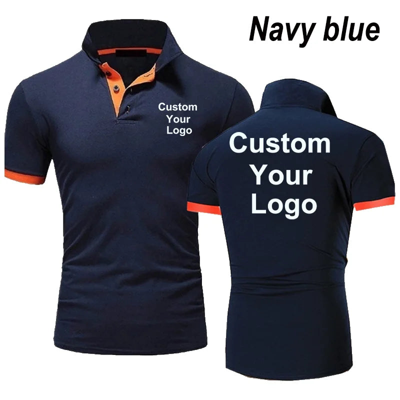 Men's New Custom Your Logo Short Sleeve Lapel T-Shirt Summer Fashion Casual Business Social Polo Shirt