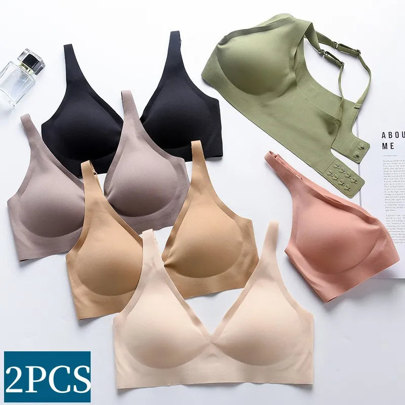 2Pcs/Set Seamless Bra Women Underwear Wireless Brassiere Soft Padded Intimate Female Push Up Sexy Lingerie Underwear Sleepwears