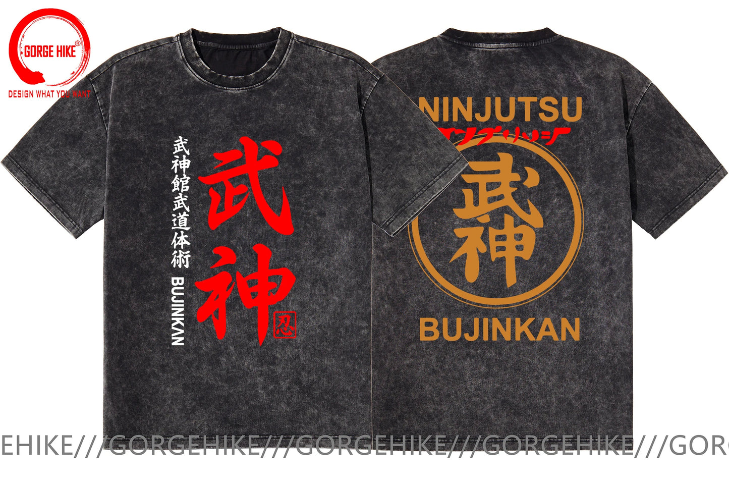 Japan Washed Cotton Japanese Samurai T Shirt Shotokan Karate Bujinkan Dojo Pro Wrestling Shinobi T-Shirt Ninjutsu Kanji TShirt