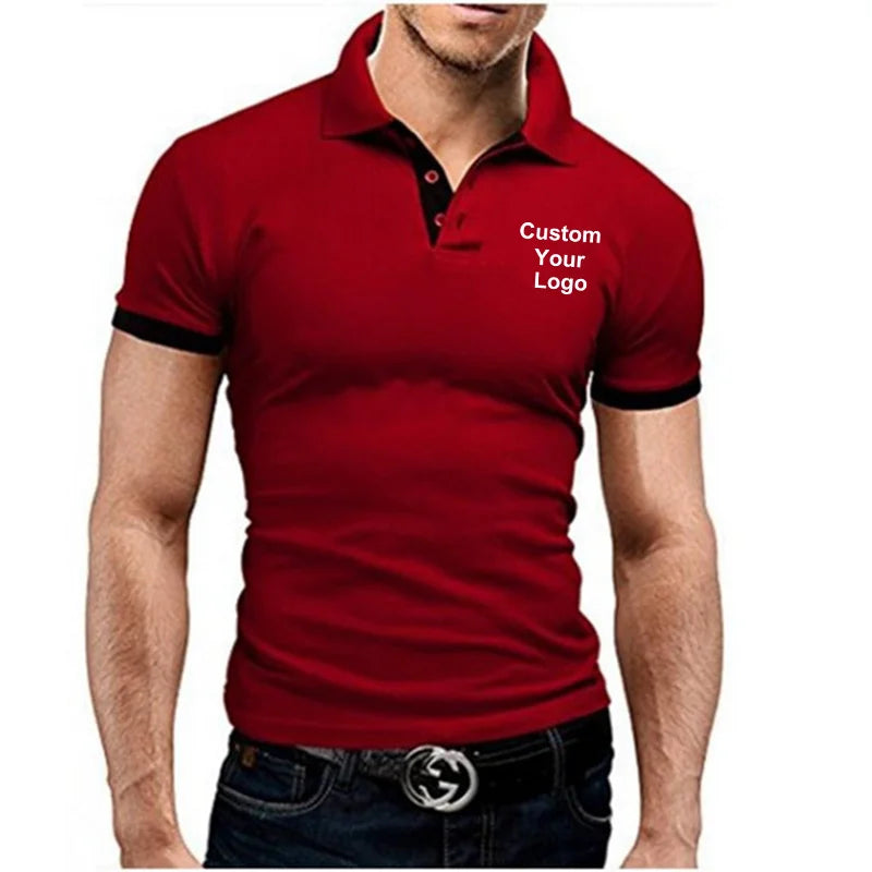 Men's New Custom Your Logo Short Sleeve Lapel T-Shirt Summer Fashion Casual Business Social Polo Shirt