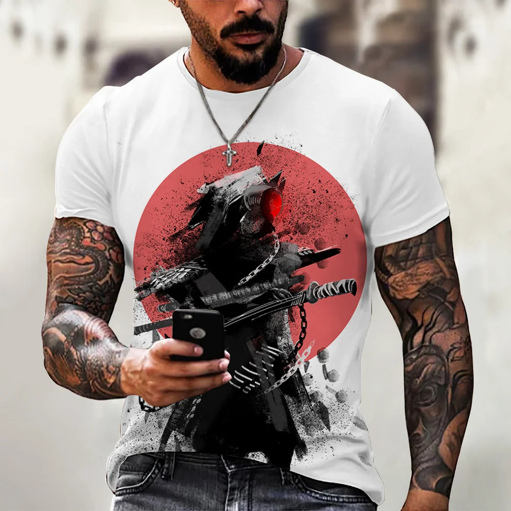 Vintage Samurai T-shirts For Men 3D Japan Style Print Short Sleeve Tops Street Hip Hop Streetwear Ninja Tees Men's T Shirt 6XL