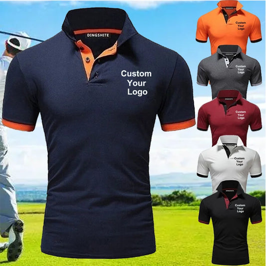 Men's New Custom Your Logo Short Sleeve Lapel T-Shirt Summer Fashion Casual Business Social Polo Shirt