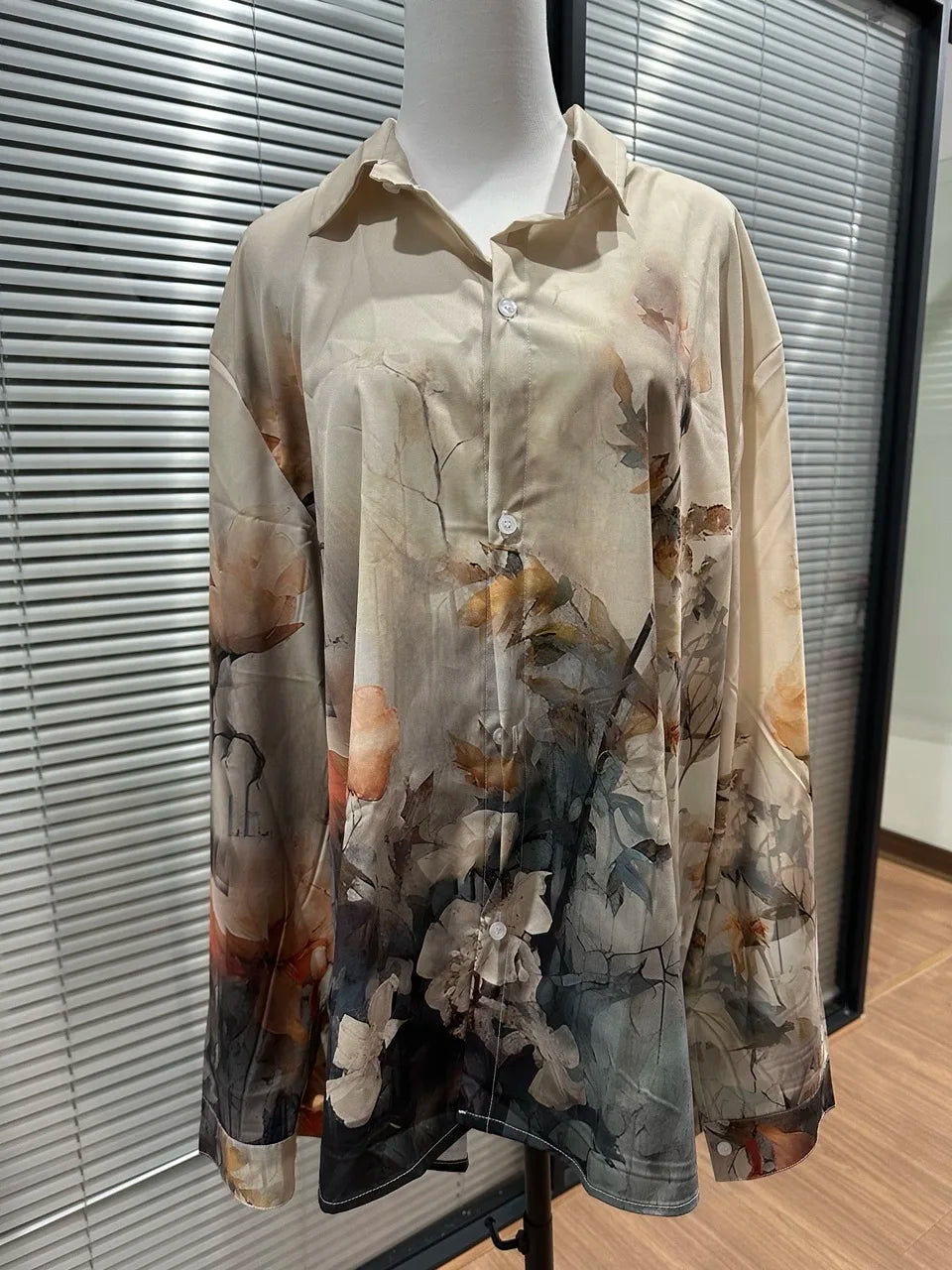 2024 Elegant Women shirts & blouses Vintage Floral Printing Long Sleeve Shirt High -quality Female clothing Casual Tops Shirts