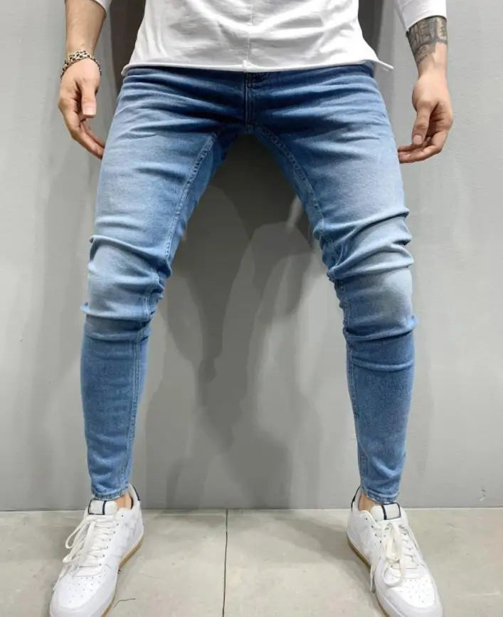 new White Embroidery Jeans Men Cotton Stretchy Ripped Skinny Jeans High Quality Hip Hop Black Hole Slim Fit Oversize Denim Pants