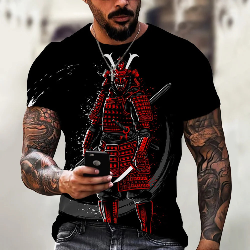 Vintage Samurai T-shirts For Men 3D Japan Style Print Short Sleeve Tops Street Hip Hop Streetwear Ninja Tees Men's T Shirt 6XL