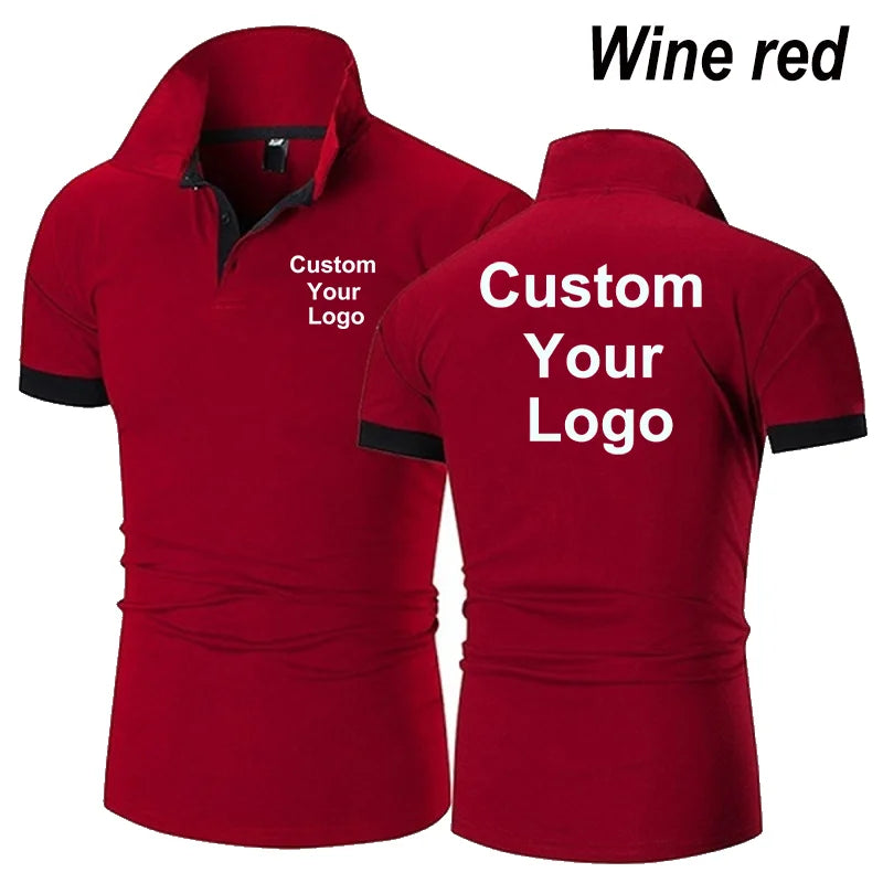 Men's New Custom Your Logo Short Sleeve Lapel T-Shirt Summer Fashion Casual Business Social Polo Shirt