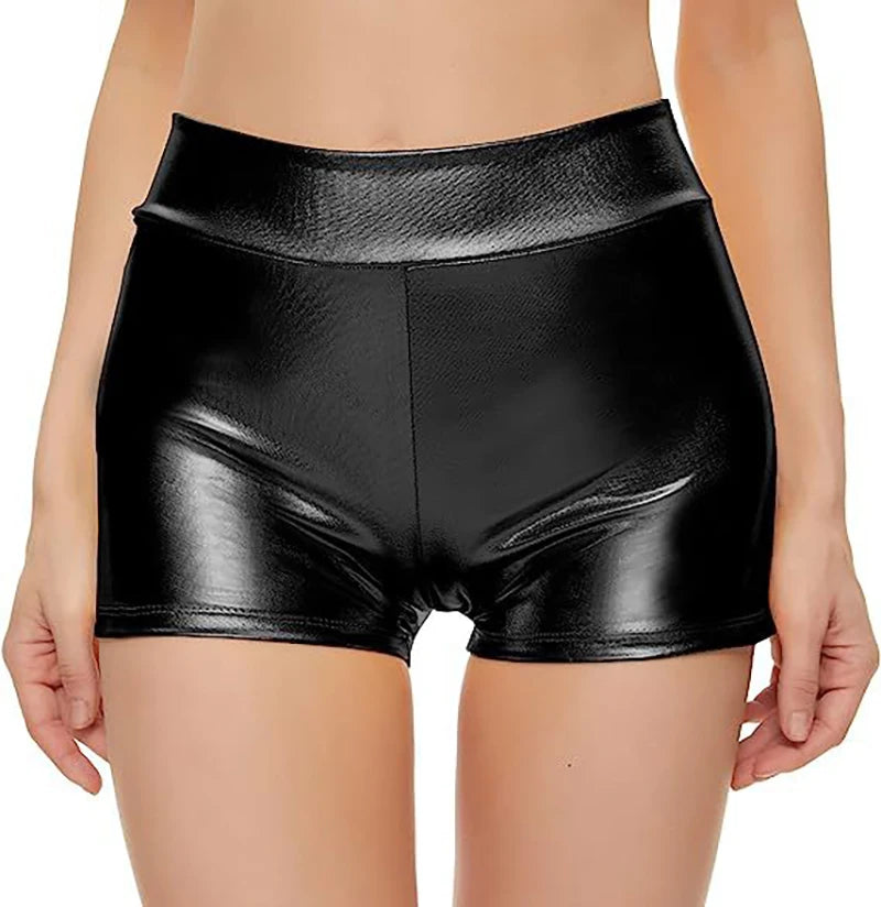 Slim Stretch High Waist Shorts for Women Shiny Sliver Gold Color Black Shorts Sexy Nightclub Party Women's Outfits