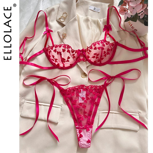 Ellolace Sexy Lingerie For Fine Women Heart-Shaped Embroidery Fairy Exotic Sets Sensual Fantasy Lace Bilizna Onlyfans Outfits