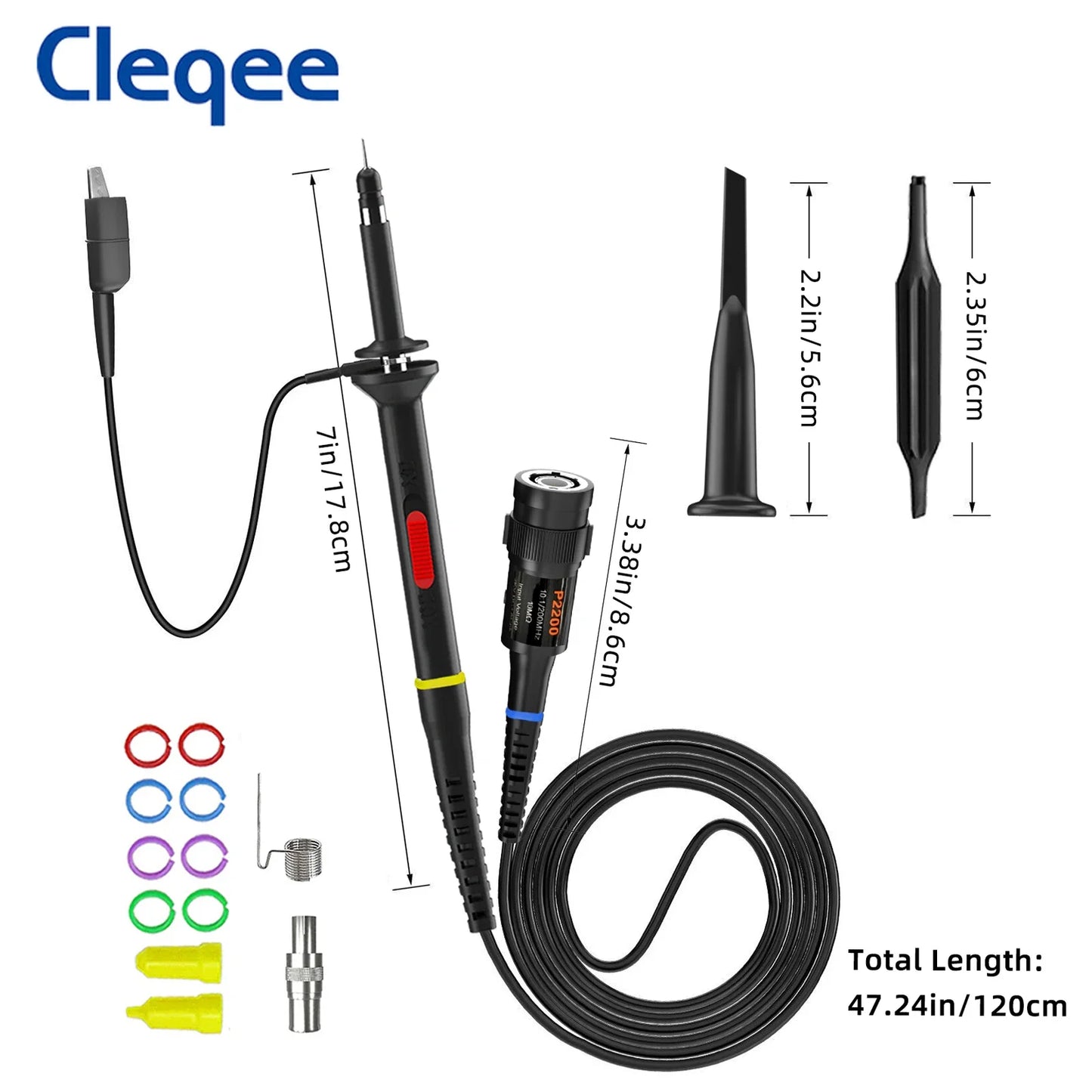 Cleqee P2000 Series Oscilloscope Probe 60MHz 100MHz 200MHz X1/X10 P2060 P2100 P2200 BNC Test Lead kit