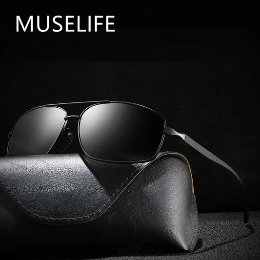 MUSELIFE Brand Aluminum Magnesium Polarized Sunglasses 2024 Sunglasses Men's Round Driving Punk Glasses Shadow Oculus Masculino