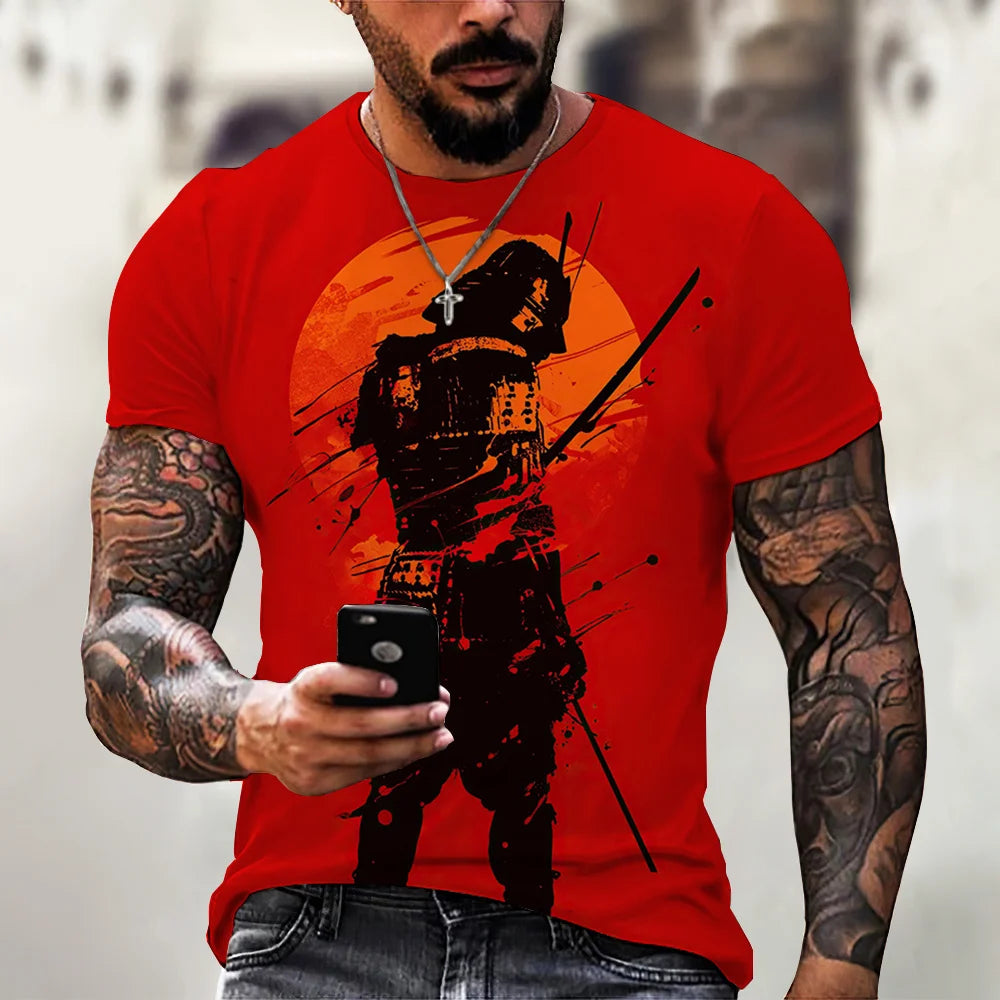 Vintage Samurai T-shirts For Men 3D Japan Style Print Short Sleeve Tops Street Hip Hop Streetwear Ninja Tees Men's T Shirt 6XL