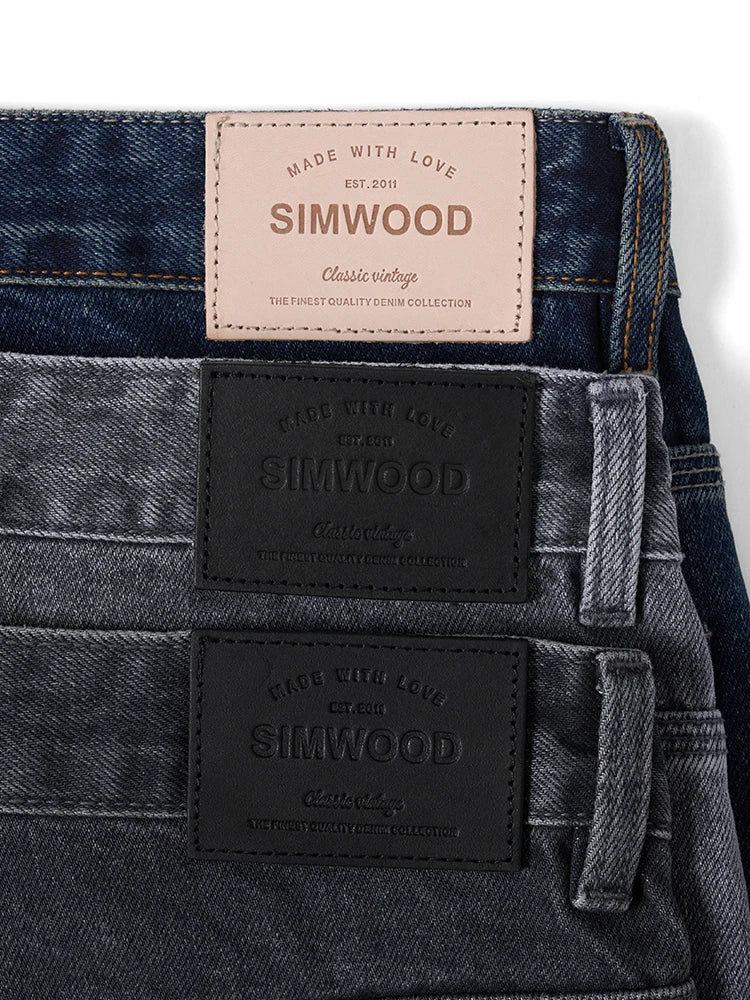 SIMWOOD 2024 Spring Summer New Loose Tapered Jeans Men Plus Size Washed Vintage Denim Trousers