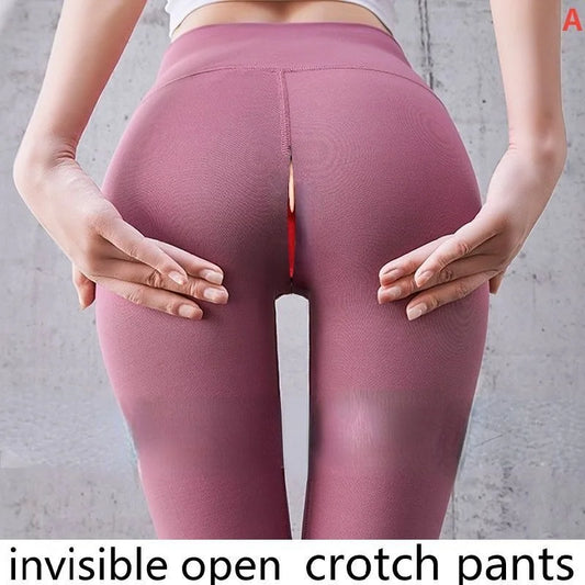 Invisible Zipper Open Crotch Tight Leggings Yoga Pants Plus Size High Waist Couples Outdoor Trousers