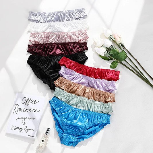 Women's panties Sexy Super Stretch Underpants Female Lingerie Low-Waist Satin Briefs Breathable And Comfortable Underwear