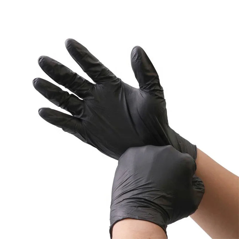 100PCS Black Nitrile Gloves Thickened Durable Household Cleaning Gloves Car Repair Hair Dyeing Tattoo Dishwashing Tools