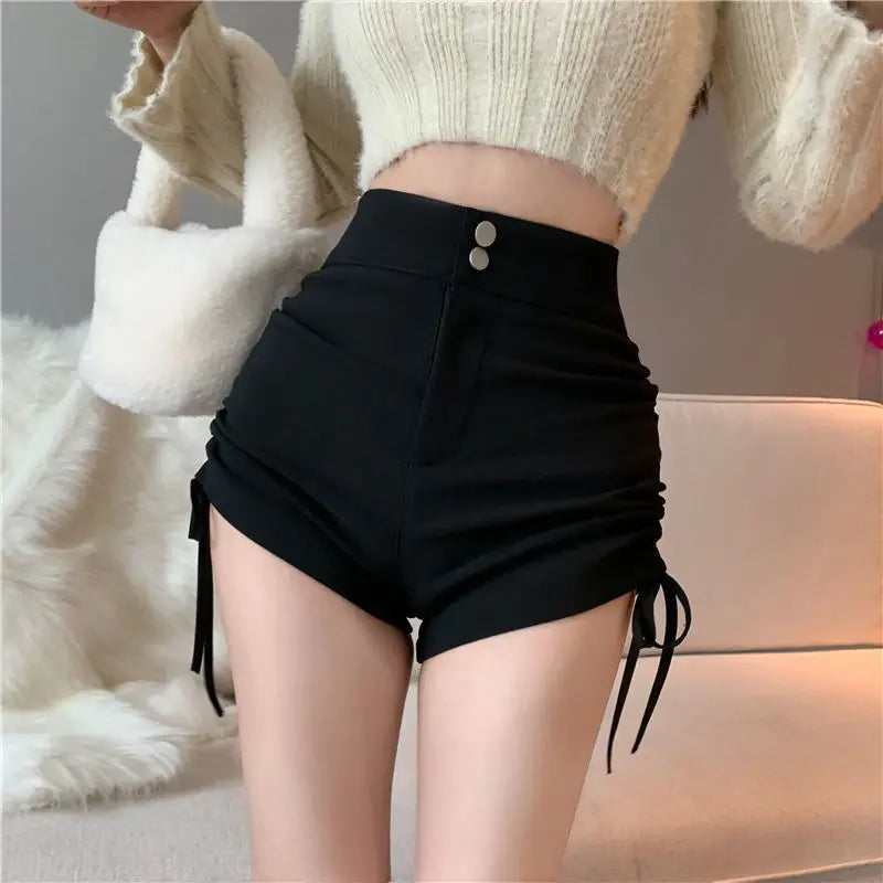 Booty Tight Short Pants for Woman To Wear High Waist Black Women's Shorts Skinny Mini Sexy Outfits Fashion Trend 2024 Low Price