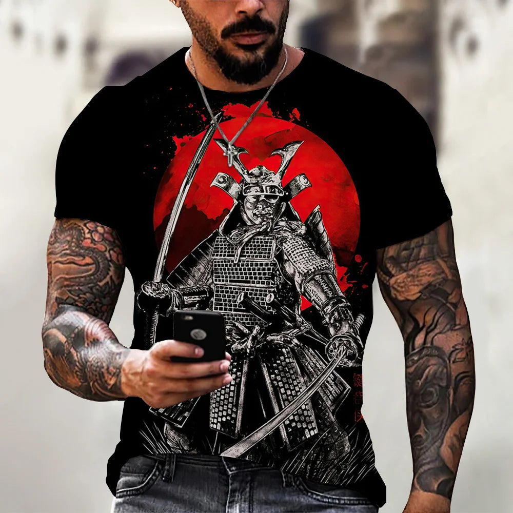 Vintage Samurai T-shirts For Men 3D Japan Style Print Short Sleeve Tops Street Hip Hop Streetwear Ninja Tees Men's T Shirt 6XL