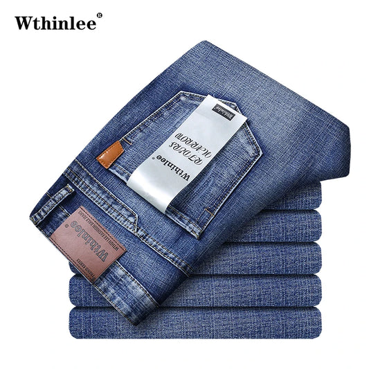 Classic Business casual Jeans men 2023 new Fashion Blue Slim Stretch Denim Trousers Male high pants men Clothing