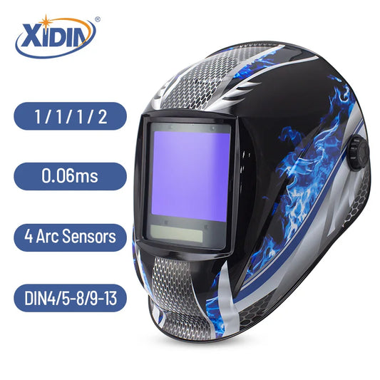 Solar automatic dimming large window welding mask 98 * 87mm, true color welding mask, 1112 4 sensors 4/9-13